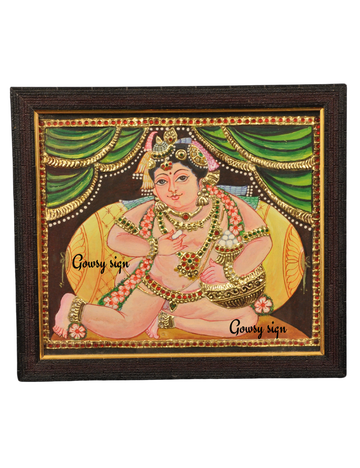 Bala Krishna – Tanjore Painting of Child Lord Krishna with 22k Gold Foil | Symbol of Innocence & Divine Joy