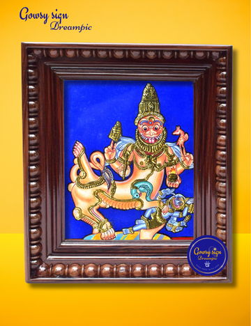 Lord Sarabeshwarar – Tanjore Painting with 22k Gold Foil | Fierce Protector Form of Shiva