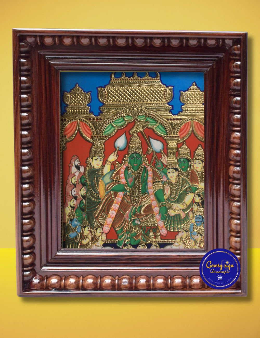 Lord Ram Pattabhishekam – Tanjore Painting with 24k Gold Foil | Coronation Ceremony of Shri Ram version 2