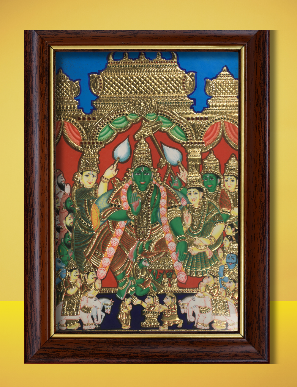 Lord Ram Pattabhishekam – Tanjore Painting with 24k Gold Foil | Coronation Ceremony of Shri Ram version 2