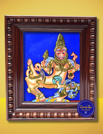 Lord Sarabeshwarar – Tanjore Painting with 24k Gold Foil | Fierce Protector Form of Shiva