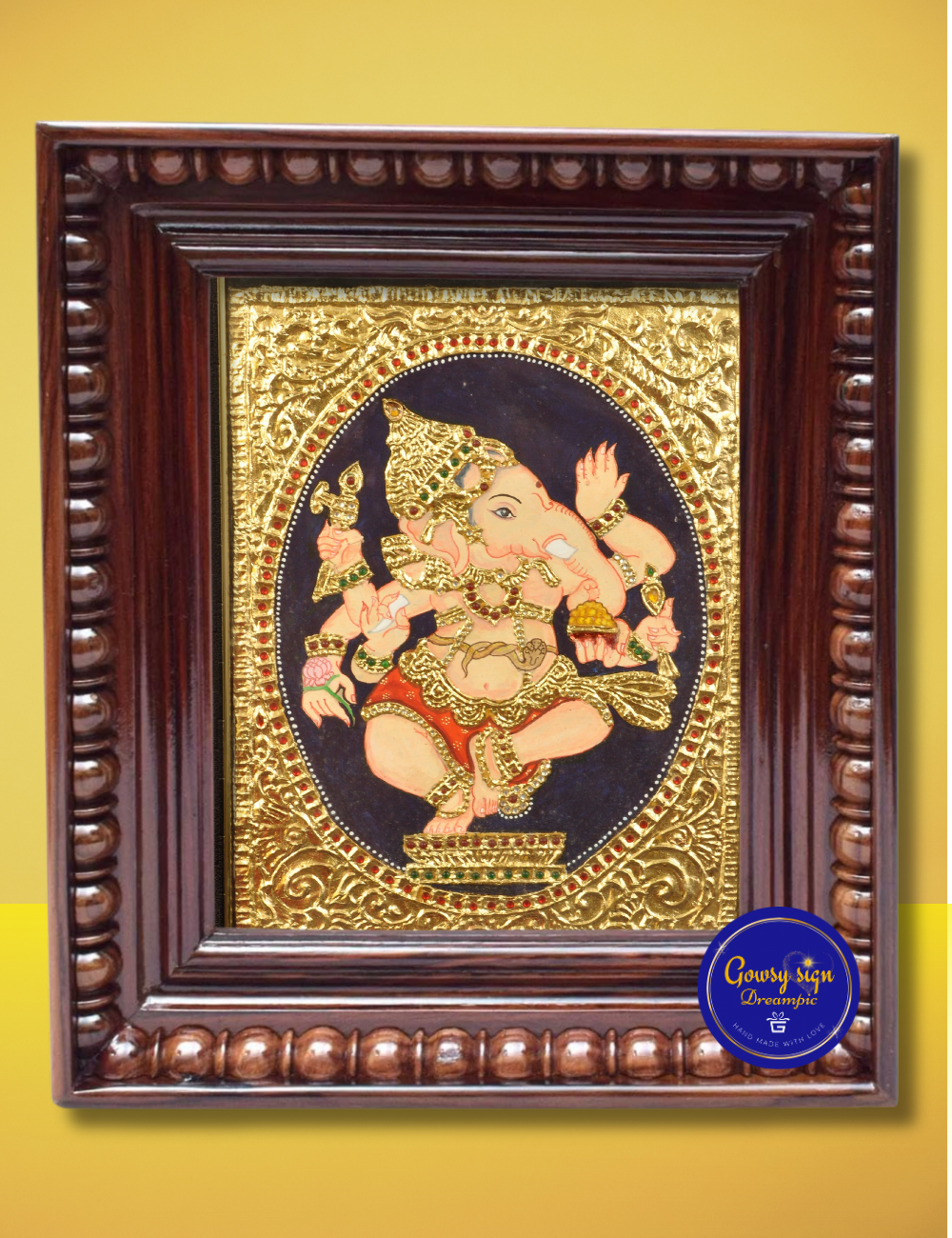 Dancing Vinayakar – Tanjore Painting of Nartana Ganesha with 24k Gold Foil | Joy, Energy & Auspicious Beginnings