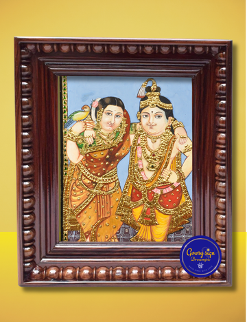 Radha Krishna – Tanjore Painting with 24k Gold Foil | Eternal Love and Devotion in South Indian Art
