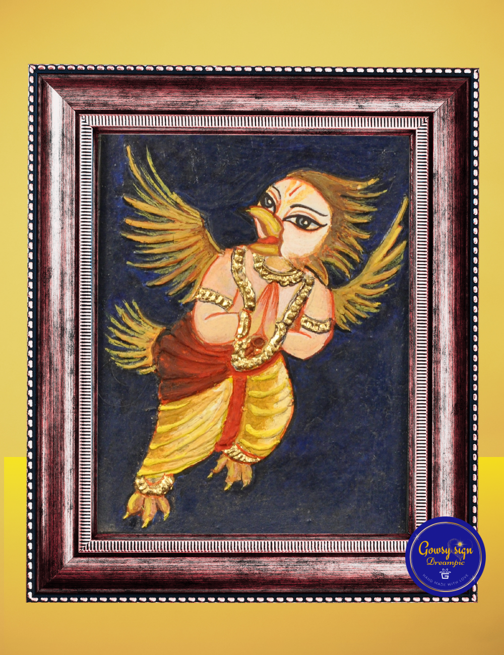 Lord Garuda – Tanjore Painting with 24k Gold Foil | Divine Vahana of Vishnu & Symbol of Protection