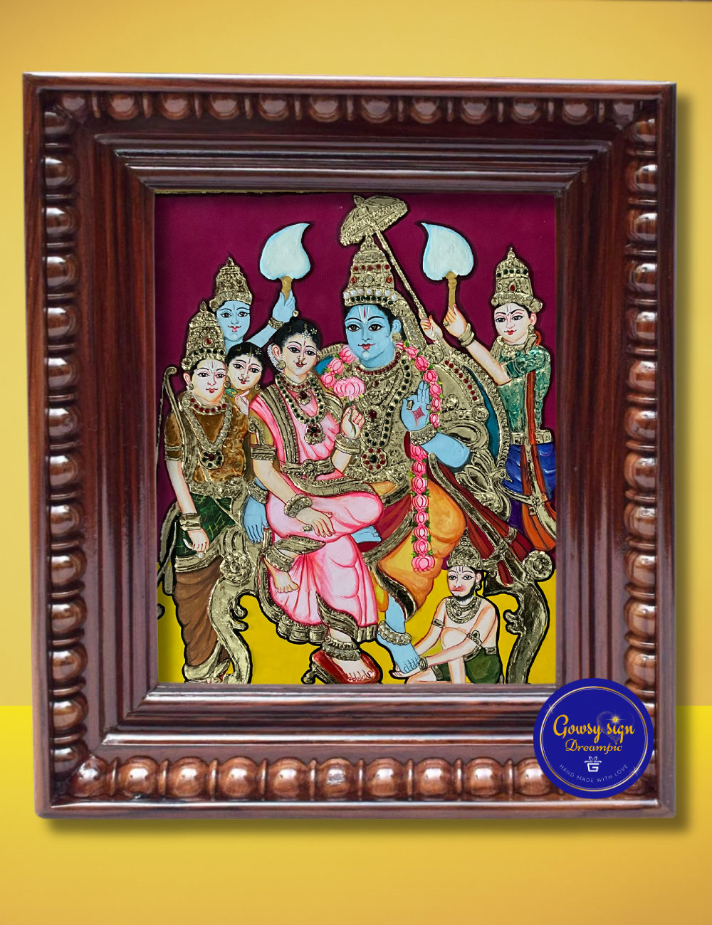 Lord Ram Pattabhishekam – Tanjore Painting with 24k Gold Foil | Coronation Ceremony of Shri Ram version 1