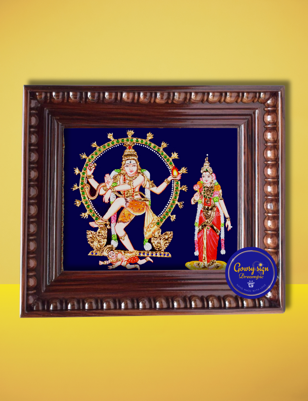 Chidambaram Natarajar with Sivakami Ambal – Traditional Tanjore Painting with 24k Gold Foil | Divine Cosmic Dance of Shiva & Shakti