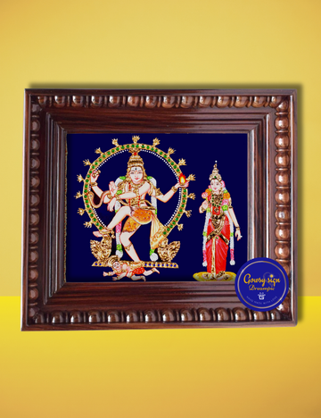 Chidambaram Natarajar with Sivakami Ambal – Traditional Tanjore Painting with 24k Gold Foil | Divine Cosmic Dance of Shiva & Shakti