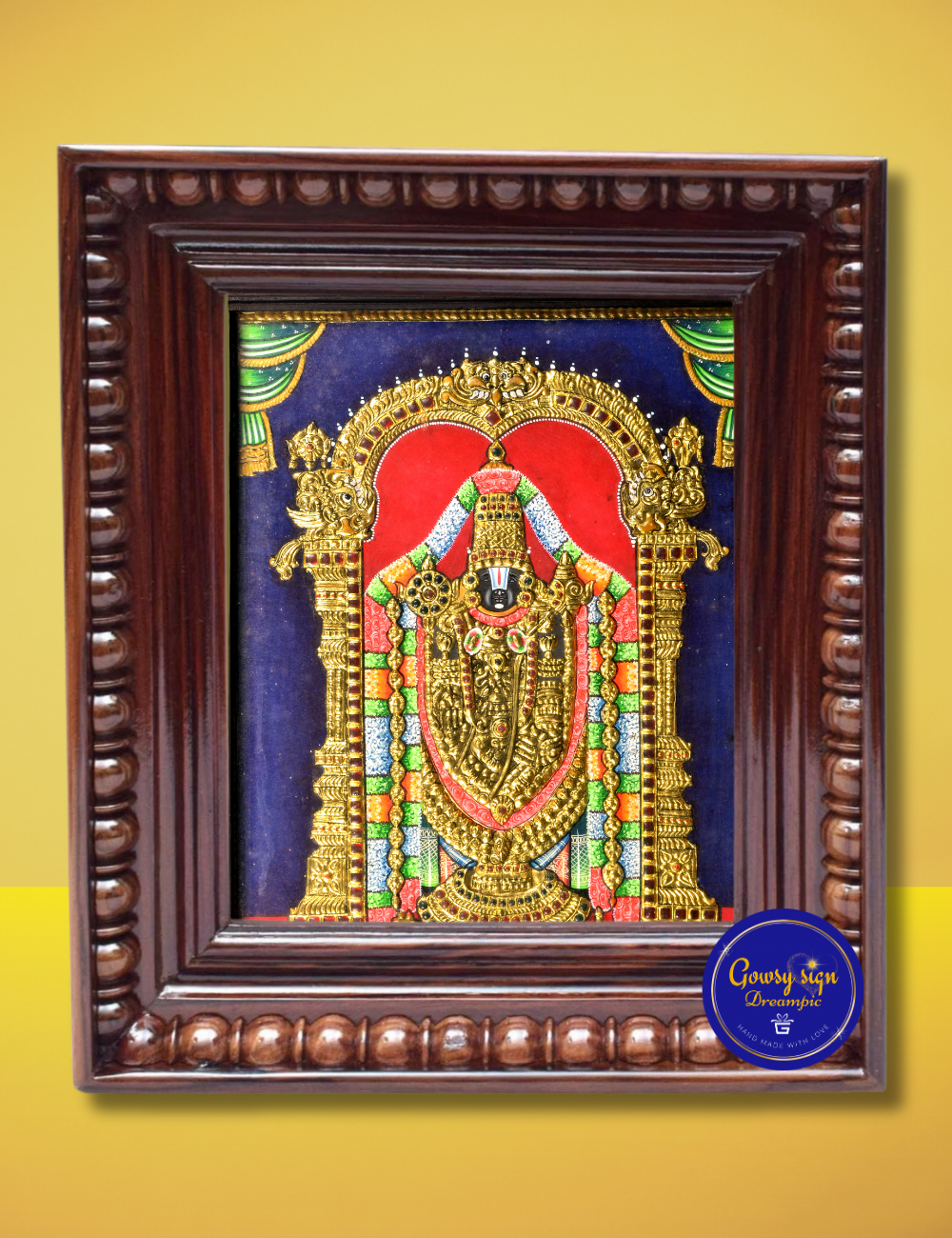 Lord Tirupati Balaji – Traditional Tanjore Painting with 24k Gold Foil | Lord Venkateswara Artwork for Divine Blessings