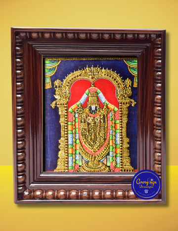 Lord Tirupati Balaji – Traditional Tanjore Painting with 24k Gold Foil | Lord Venkateswara Artwork for Divine Blessings