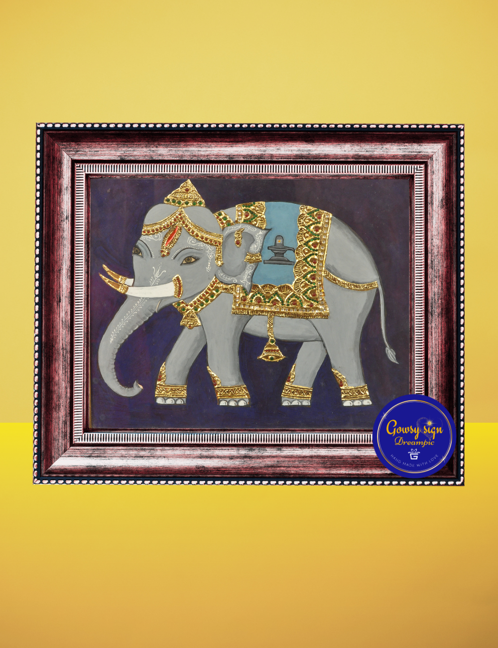 Black Pattathu Yanai – Royal Black Elephant Tanjore Painting with 24k Gold Foil | Power, Protection & Prestige